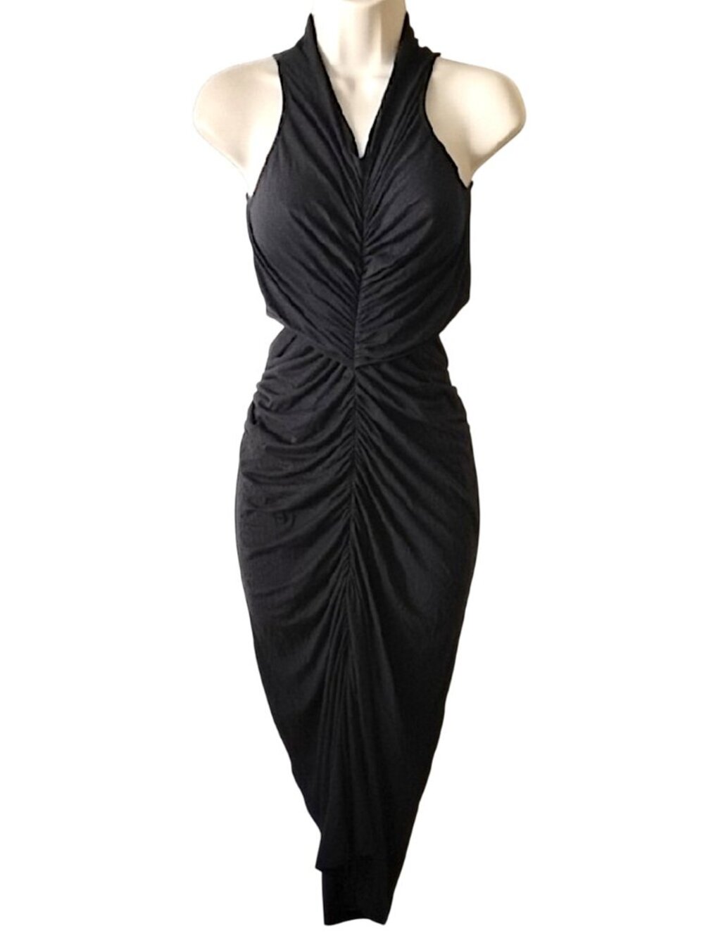 Rick Owens Lilies Ruched Sleeveless Dress XS/S Black